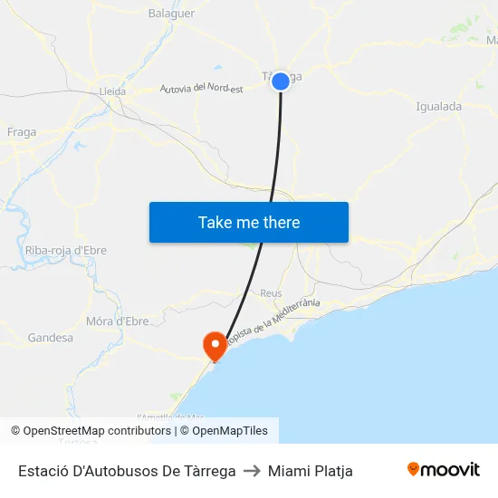 Estació D'Autobusos De Tàrrega to Miami Platja map