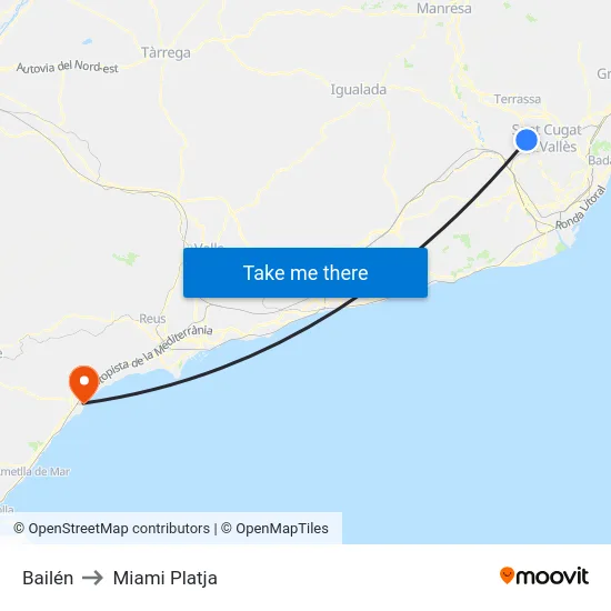 Bailén to Miami Platja map
