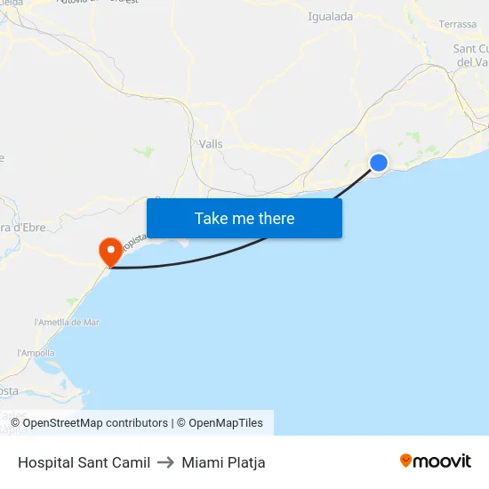Hospital Sant Camil to Miami Platja map