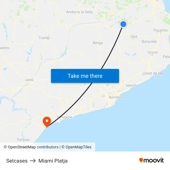 Setcases to Miami Platja map