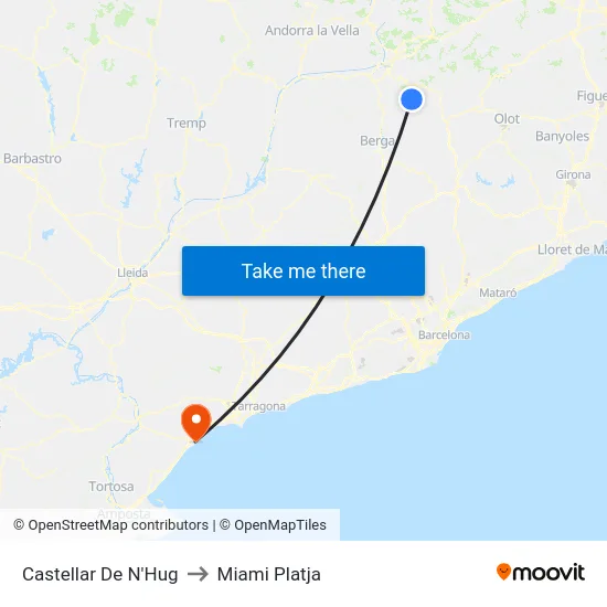 Castellar De N'Hug to Miami Platja map