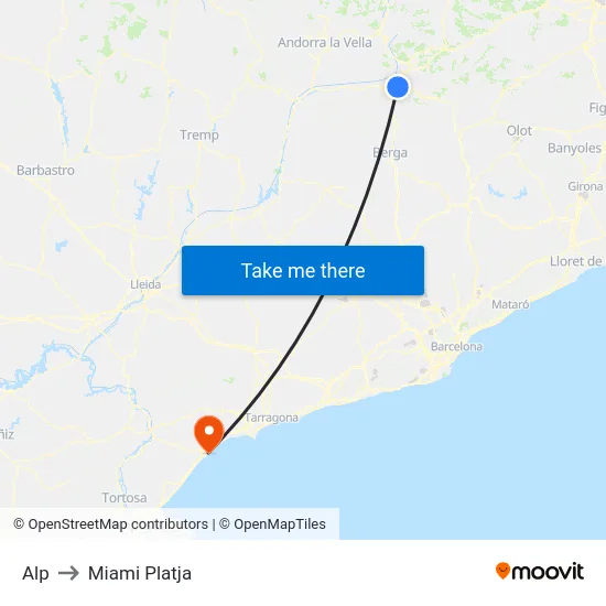 Alp to Miami Platja map