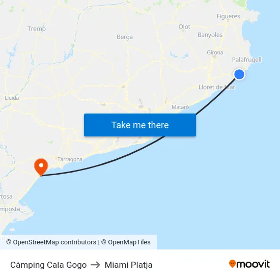 Càmping Cala Gogo to Miami Platja map