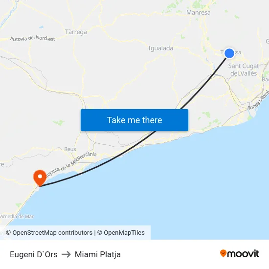 Eugeni D`Ors to Miami Platja map