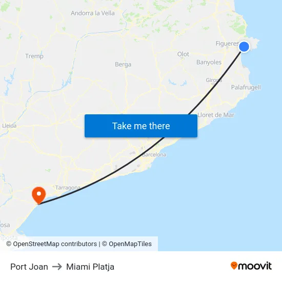 Port Joan to Miami Platja map