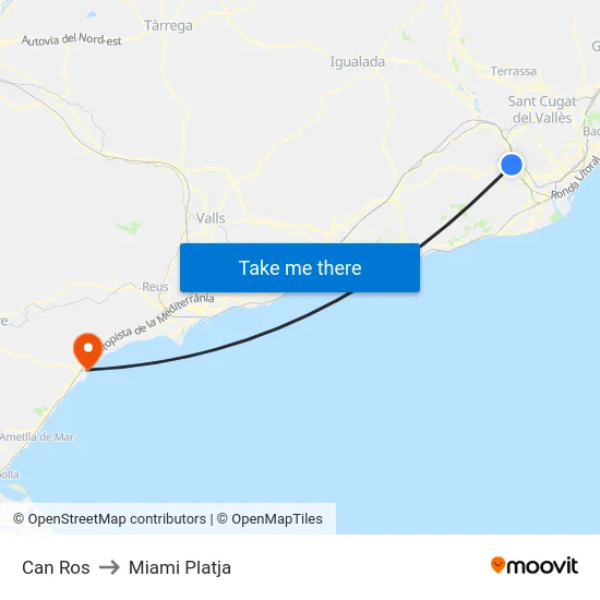 Can Ros to Miami Platja map