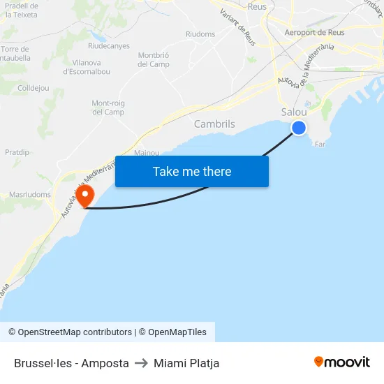 Brussel·Ies - Amposta to Miami Platja map