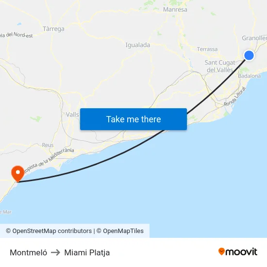 Montmeló to Miami Platja map