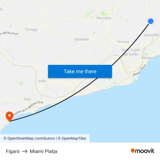 Figaró to Miami Platja map