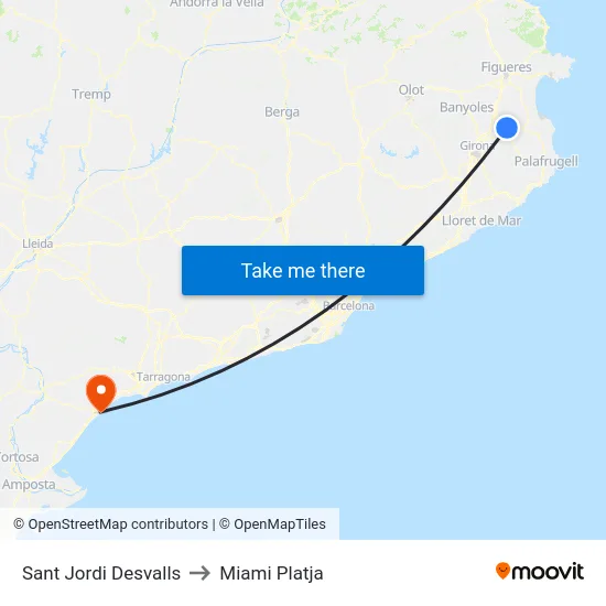 Sant Jordi Desvalls to Miami Platja map