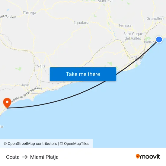 Ocata to Miami Platja map