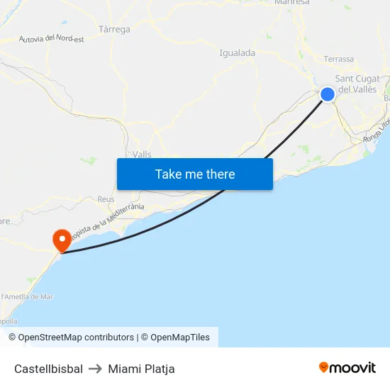 Castellbisbal to Miami Platja map