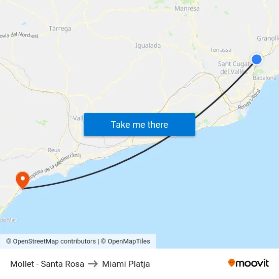 Mollet - Santa Rosa to Miami Platja map