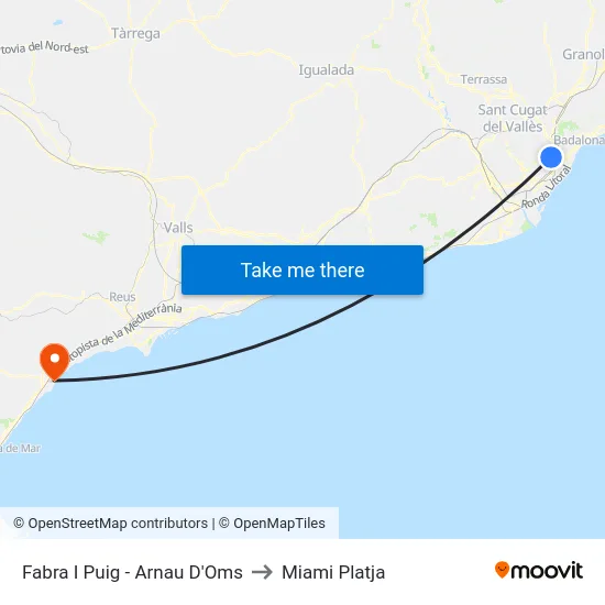 Fabra I Puig - Arnau D'Oms to Miami Platja map