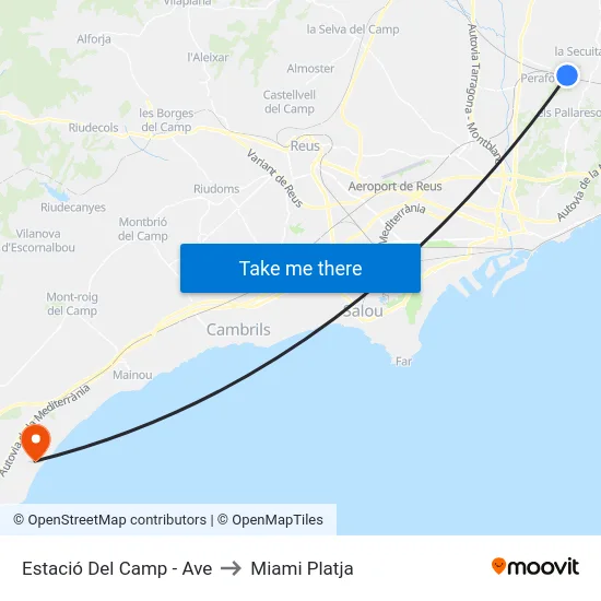 Estació Del Camp - Ave to Miami Platja map