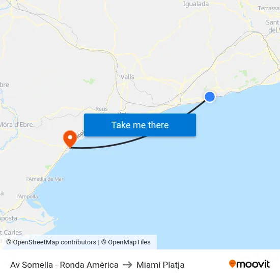 Av Somella - Ronda Amèrica to Miami Platja map