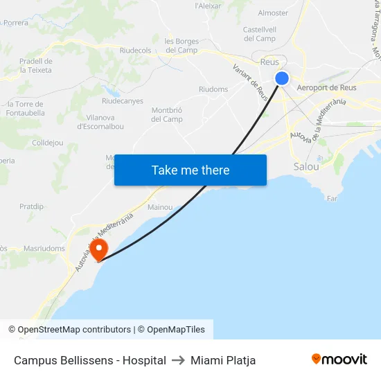 Campus Bellissens - Hospital to Miami Platja map