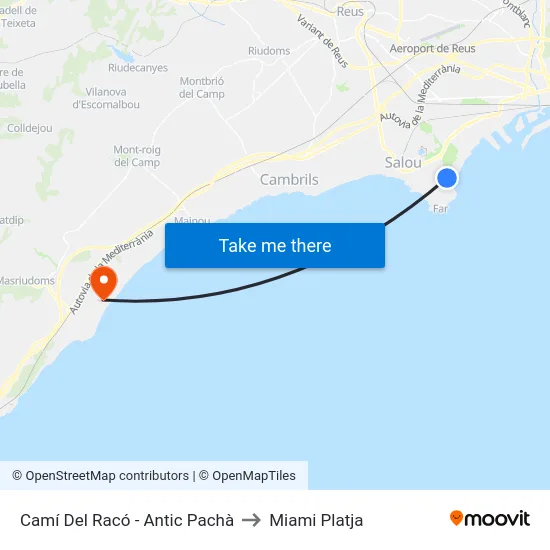 Camí Del Racó - Antic Pachà to Miami Platja map