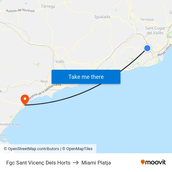 Fgc Sant Vicenç Dels Horts to Miami Platja map