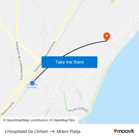 L'Hospitalet De L'Infant to Miami Platja map