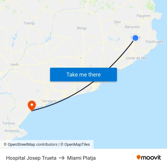 Hospital Josep Trueta to Miami Platja map