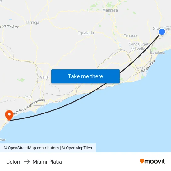Colom to Miami Platja map