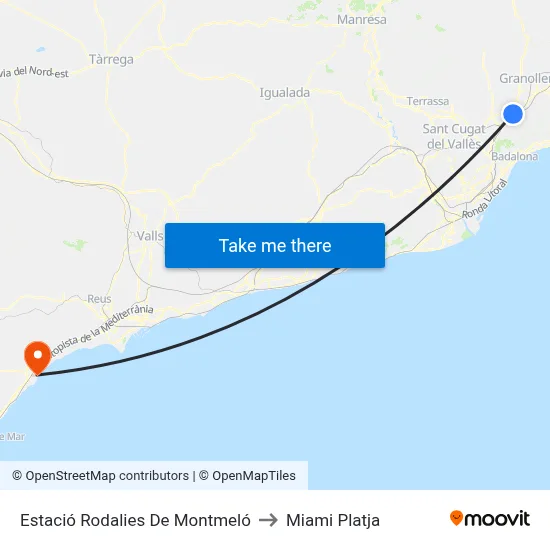 Estació Rodalies De Montmeló to Miami Platja map