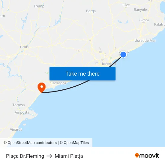 Plaça Dr.Fleming to Miami Platja map