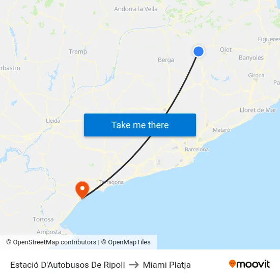 Estació D'Autobusos De Ripoll to Miami Platja map