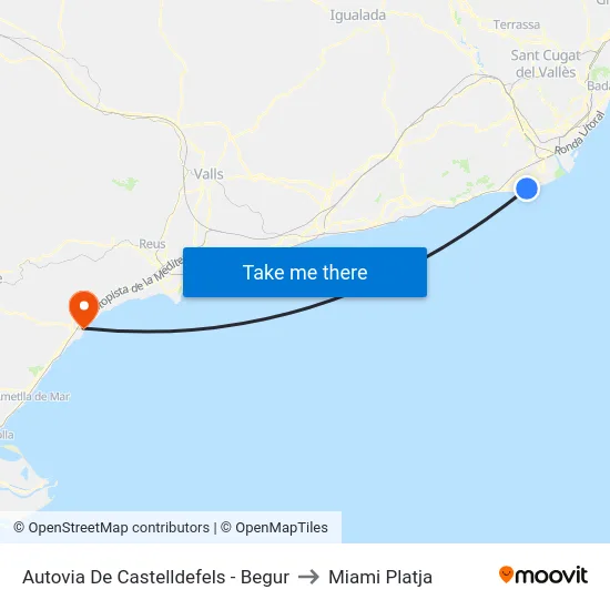 Autovia De Castelldefels - Begur to Miami Platja map
