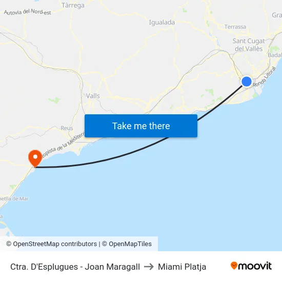 Ctra. D'Esplugues - Joan Maragall to Miami Platja map