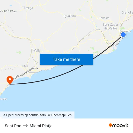 Sant Roc to Miami Platja map