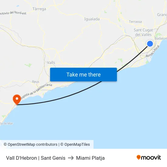 Vall D'Hebron | Sant Genís to Miami Platja map