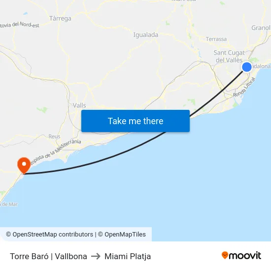 Torre Baró | Vallbona to Miami Platja map