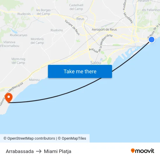 Arrabassada to Miami Platja map