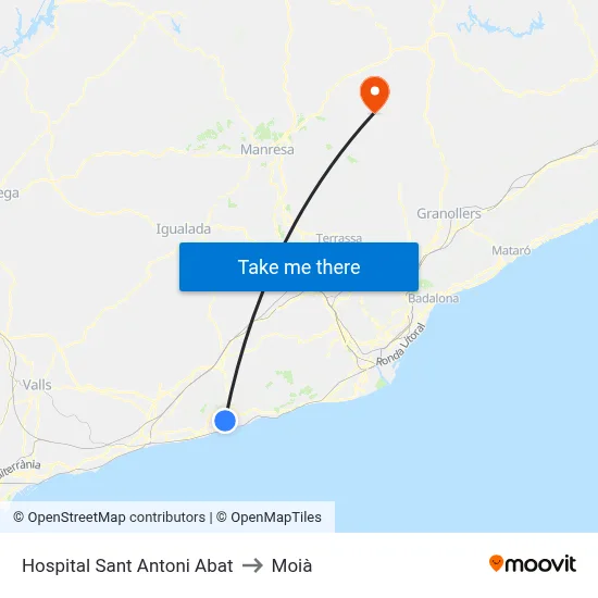 Hospital Sant Antoni Abat to Moià map