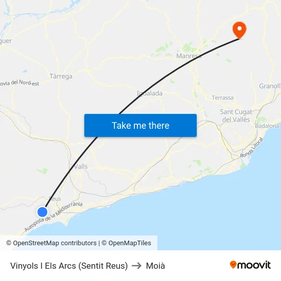 Vinyols I Els Arcs (Sentit Reus) to Moià map