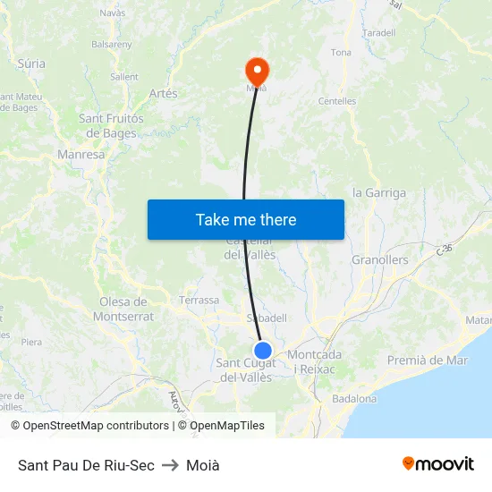 Sant Pau De Riu-Sec to Moià map