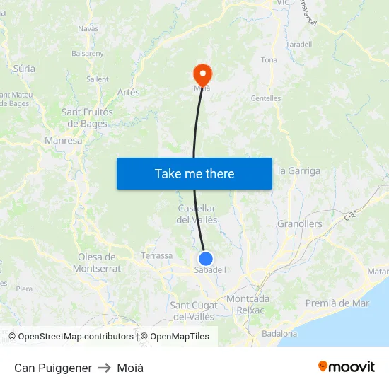 Can Puiggener to Moià map