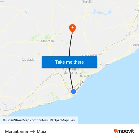 Mercabarna to Moià map