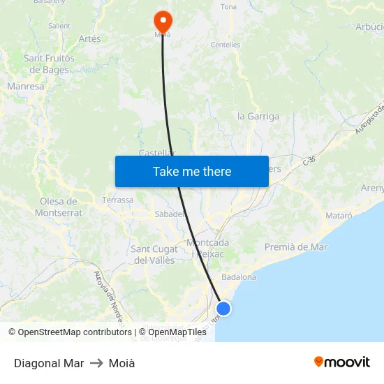 Diagonal Mar to Moià map