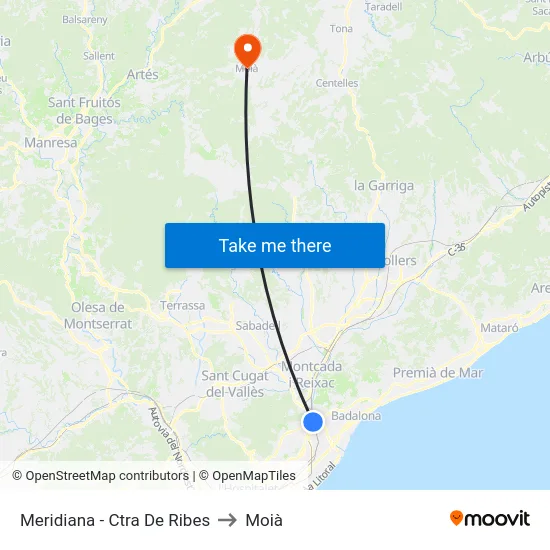 Meridiana - Ctra De Ribes to Moià map
