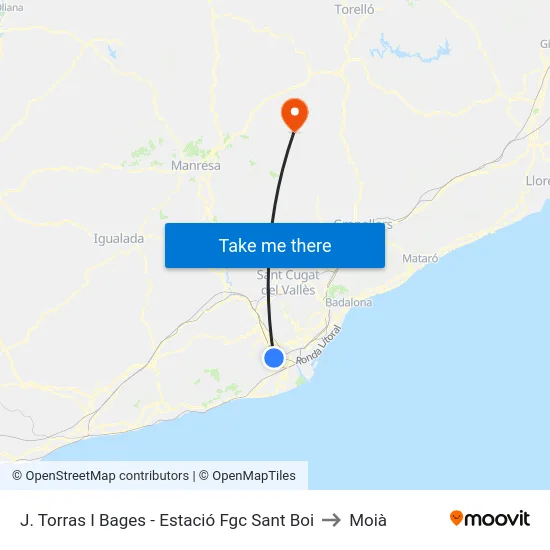 J. Torras I Bages - Estació Fgc Sant Boi to Moià map