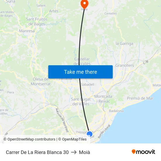 Carrer De La Riera Blanca 30 to Moià map