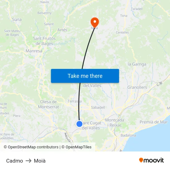 Cadmo to Moià map