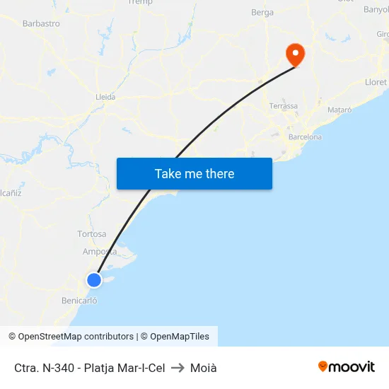 Ctra. N-340 - Platja Mar-I-Cel to Moià map