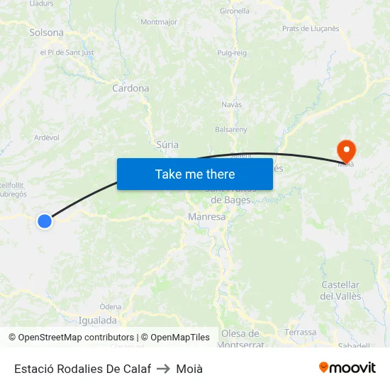 Estació Rodalies De Calaf to Moià map