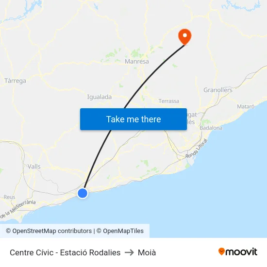 Centre Cívic - Estació Rodalies to Moià map