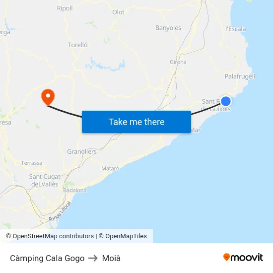 Càmping Cala Gogo to Moià map