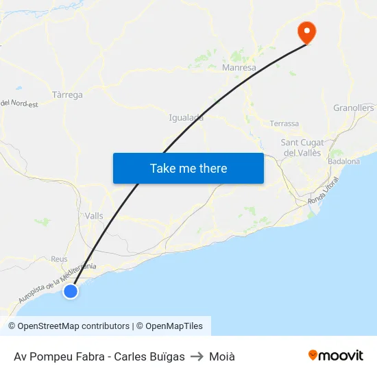 Av Pompeu Fabra - Carles Buïgas to Moià map